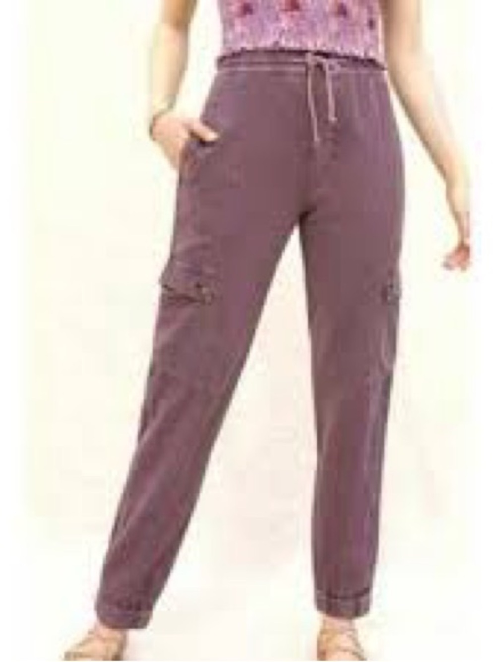 Anthropologie Mauve Drawstring Cargo Joggers